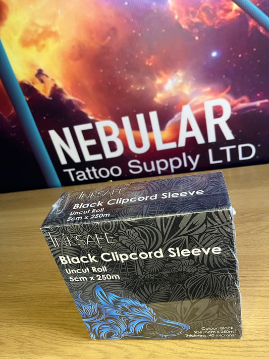 Inksafe Black Clipcord sleeve uncut roll 5cm x 250M