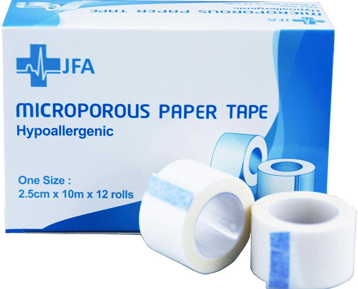 Microporous Surgical Tape First Aid Medical Tape 2.5cm x 10m - Pack of 12 Rolls