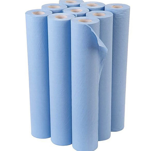 2ply Essentials Blue Hygiene Couch Roll - 40m x 500mm x 9